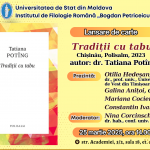 Lansarea volumului „Tradiții cu tabu” autor: dr. Tatiana Potîng. 